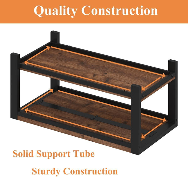 Industrial Coffee Table with Lower Shelf