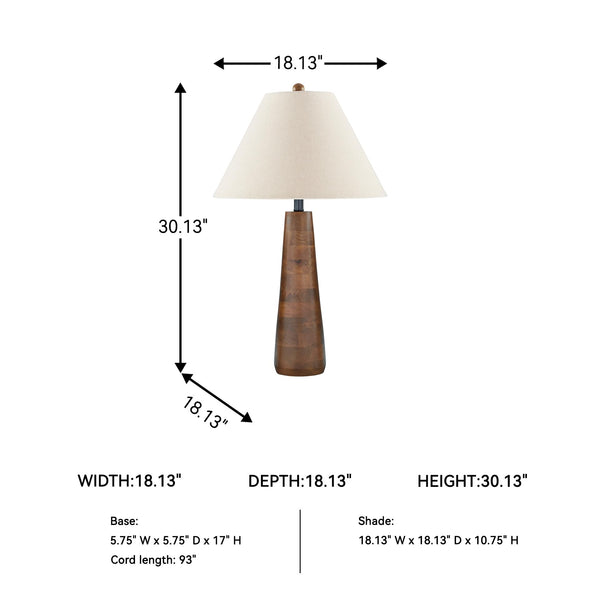 Wood Base Empire Shade Table Lamp with 3-Way Switch