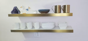 White & Gold Floating Wall Shelves Set of 2 – 36 Inch