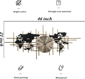 46-Inch Large Metal Wall Clock – Silent, Frameless, Battery Operated