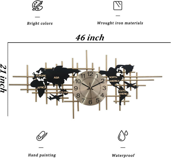 46-Inch Large Metal Wall Clock – Silent, Frameless, Battery Operated