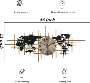 46-Inch Large Metal Wall Clock – Silent, Frameless, Battery Operated