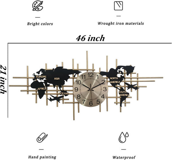 46-Inch Large Metal Wall Clock – Silent, Frameless, Battery Operated