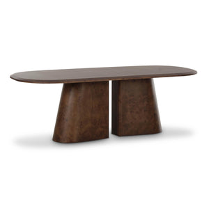 Oval Burl Wood Dining Table 87" – Seats 6, Brown