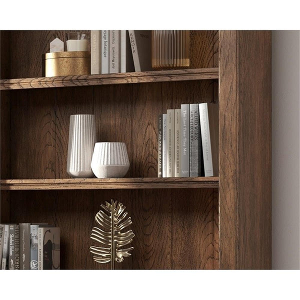 Traditional 8ft Tall Wood Bookcase with Ladder