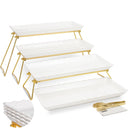 4-Tier Serving Tray Set with Stand – Wave Edge Melamine Platters