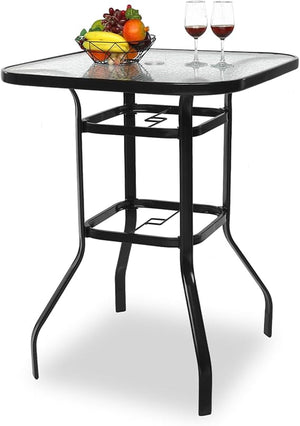 Outdoor Bar Height Patio Table with Umbrella Hole