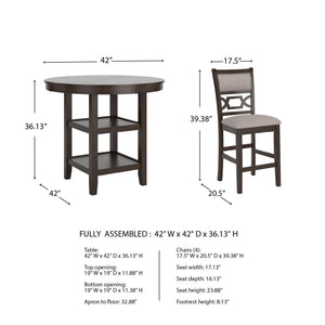 Counter Height Dining Table Set with 4 Upholstered Bar Stools