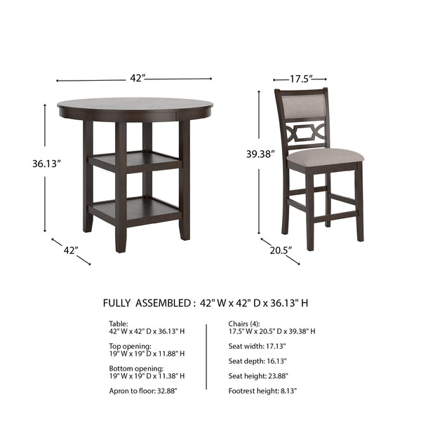 Counter Height Dining Table Set with 4 Upholstered Bar Stools
