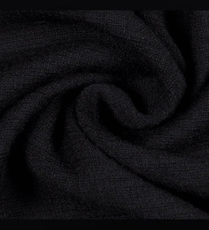 Black Wool Flannel Fabric by the Yard – 100% Wool, 59" Wide, Made in Italy