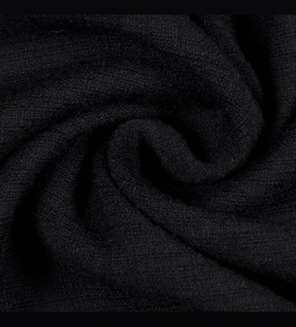 Black Wool Flannel Fabric by the Yard – 100% Wool, 59" Wide, Made in Italy