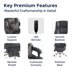 Ergonomic Massage Office Chair with Heat & Kneading | Reclining Executive Desk Chair with Footrest