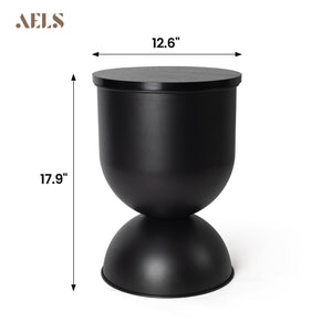 Mid-Century Modern Round Drum Side Table with Removable Lid