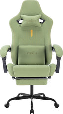 Gaming Chair with Footrest Ergonomic Computer Chair Massage Lumbar Cushion, Racing Video Game Chair Adjustable Rocker Recliner Executive Office Desk Chair Pu Leather for Adults