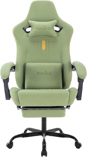 Gaming Chair with Footrest Ergonomic Computer Chair Massage Lumbar Cushion, Racing Video Game Chair Adjustable Rocker Recliner Executive Office Desk Chair Pu Leather for Adults