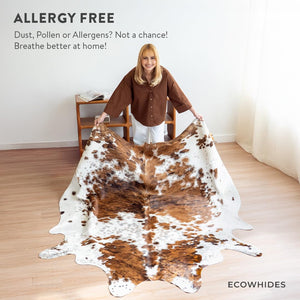 Genuine Cowhide Area Rug 6x7 ft – Natural Leather Floor Rug