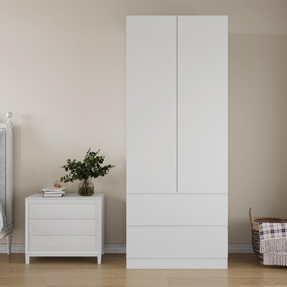 Freestanding Wardrobe Cabinet with Doors & Drawers