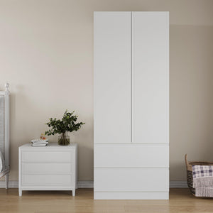 Freestanding Wardrobe Cabinet with Doors & Drawers
