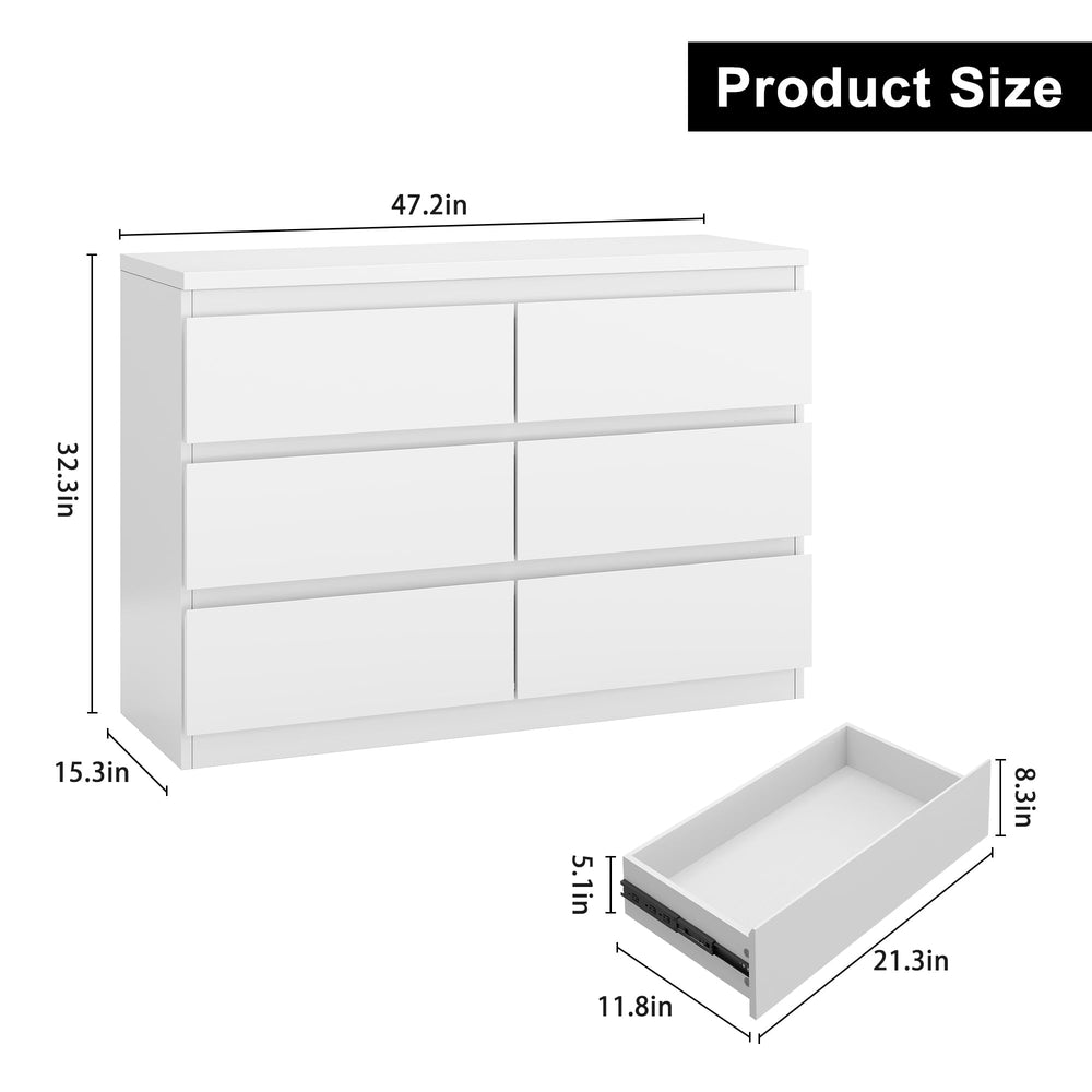 6-Drawer Double Dresser – Modern Bedroom Chest of Drawers