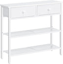 Narrow Console Table with 2 Fabric Drawers & 3-Tier Storage Shelves