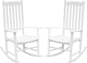 Acacia Wood Patio Rocking Chair – High Back & Wide Armrest