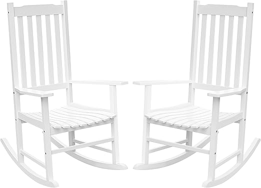 Acacia Wood Patio Rocking Chair – High Back & Wide Armrest