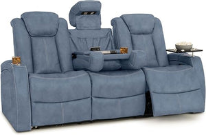 Power Reclining Home Theater Sofa – Italian Leather