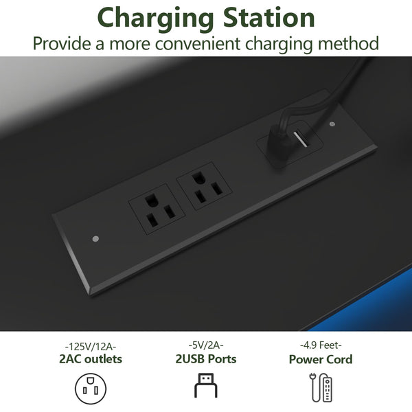 9-Drawer Dresser with LED Lights & Charging Station