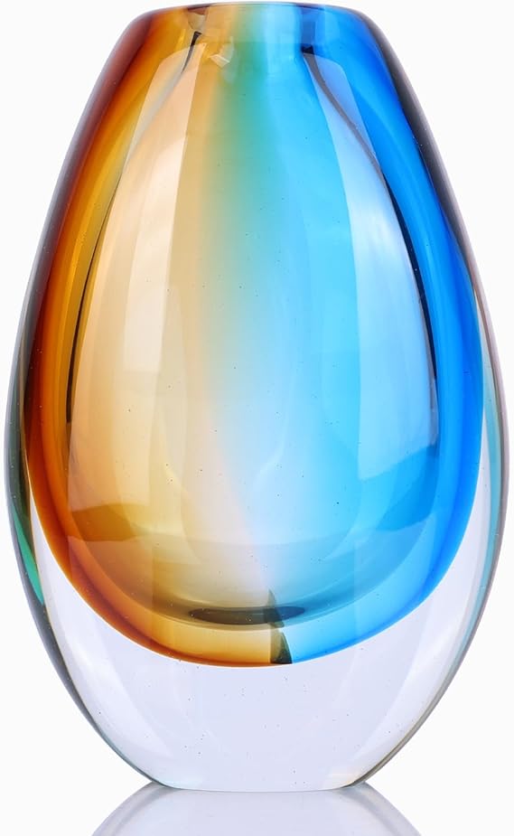 Hand Blown Glass Vase — Decorative Art Vase for Home Decor