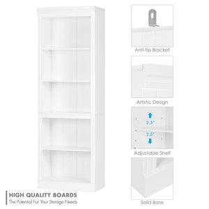 5-Tier Tall Bookshelf with Adjustable Shelves