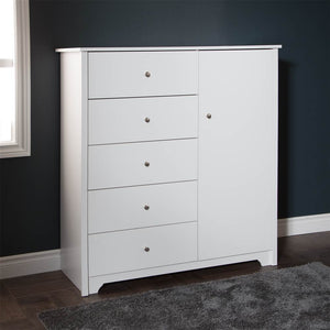 Door Chest with 5 Drawers and Adjustable Shelves