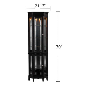 Lighted Corner Curio Cabinet with Glass Shelves