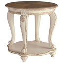 Round End Table – Cottage Style Side Table with Lower Shelf