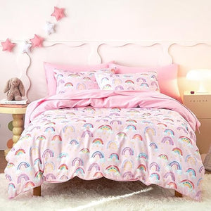 Rainbow Comforter Set for Girls – Twin 5-Piece Bed in a Bag