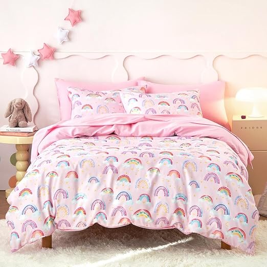 Rainbow Comforter Set for Girls – Twin 5-Piece Bed in a Bag