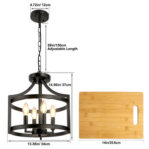 4-Light Farmhouse Chandelier Semi Flush Mount Ceiling Light