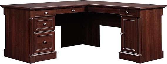 L-Shaped Executive Desk with File Cabinet & Storage Drawers