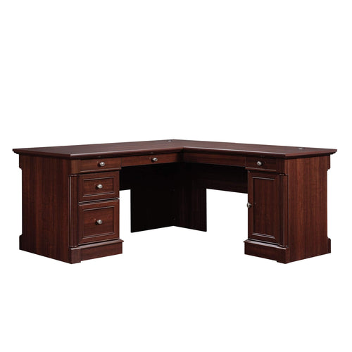 L-Shaped Executive Desk with File Cabinet & Keyboard Tray