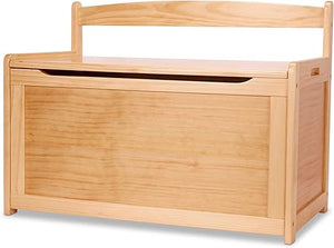 Wooden Toy Chest with Safety-Hinged Lid