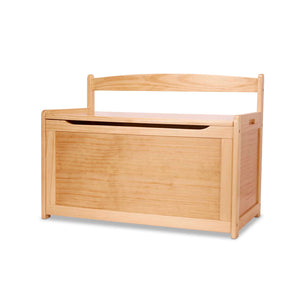 Wooden Toy Chest with Safety-Hinged Lid