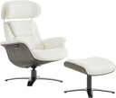 Top Grain Leather Reclining Swivel Chair with Ottoman