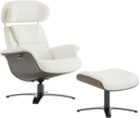Leather Reclining Swivel Chair & Ottoman with Adjustable Headrest
