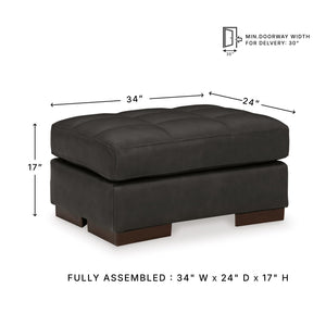 Leather Tufted Rectangular Ottoman, Dark Brown