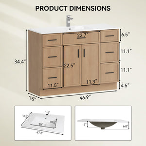 48-Inch Bathroom Vanity with Sink and Wood Cabinet