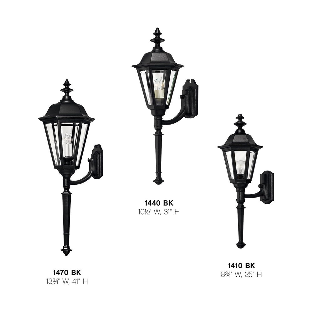 Traditional Black Outdoor Wall Lantern – Aluminum with Beveled Glass