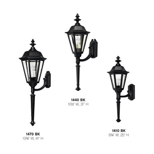 Traditional Black Outdoor Wall Lantern – Aluminum with Beveled Glass