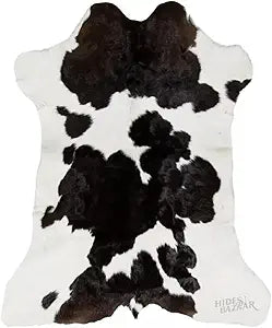Black & White Cowhide Area Rug – Genuine Leather Hair-On Hide