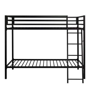 Twin Over Twin Metal Bunk Bed with Ladder & Guardrail