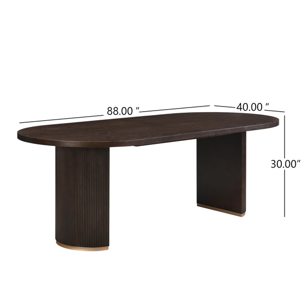 Oval Top Dining Table – Pedestal Base, Seats 6, Dark Brown