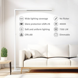 77" LED Floor Lamp – Dimmable Eye-Care Standing Lamp, 7350LM 70W, 4000K Bright Light for Living Room & Office